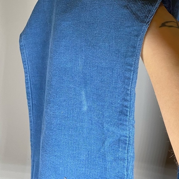 80s Blue Corduroy Elastic Waist Pants - Picture 6 of 11